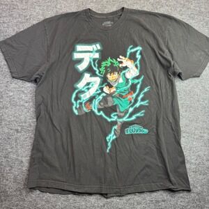 My Hero Academia T-Shirt Mens 2XL Black Deku Anime Graphic Tee 100% Cotton